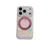 Funda Rosa Rayada para Teléfono Apple 18Promax con Soporte Integrado Giratorio 360 Grados Adecuada para 16Pro Doble Capa 15Pro/17