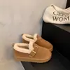Zapatos Birkenstock de felpa gruesa en el talón para mujer, zapatos de pelo para mujer, nuevo estilo 2026, zapatos de invierno para mujer, mocasines de frijol de celebridad de internet, zapatos de algodón