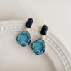 Pendientes Artísticos Azules Vibrantes de Van Gogh Aguja de Plata Diseño de Nicho Lujo de Entrada Pendientes de Zirconia Pendientes Personalizados de Gama Alta