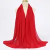 Cachecol longo liso transfronteiriço, lenço de cabeça feminino estilo étnico malaio, xale, cachecol versátil de chiffon com pérolas