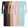 Vestido sexy de ajuste ceñido y manga larga para mujer de principios de otoño, que favorece la figura, elástico, moldeador del cuerpo, ceñido a la cadera, largo