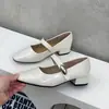 Zapatos Mary Jane de Charol Simples y Versátiles con una Sola Correa, Adecuados para el Trayecto Diario, Zapatos de Abuela con Tacón Grueso para Combinar con Faldas, Zapatos Bajos de Charol Estilo Hada para Mujer
