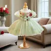 Vestido Verde para o Primeiro Aniversário de Menina, Vestido Puff Estilo Floresta para Apresentação de Palco Infantil, Vestido de Verão de Alta Qualidade para Daminha
