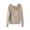 Suéter de cachemira para mujer, estilo francés, corte holgado, mangas murciélago, top de punto liso simple, otros estilos
