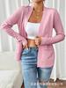 2025 Nuevo Transfronterizo Amazon Aliexpress Moda Europea y Americana Chaqueta Rosa con Bolsillos para Mujer Blazer Top