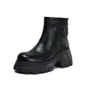 Botas Martin de sola grossa, que aumentam a altura, leves, de luxo, de couro bovino de primeira camada para mulheres, novo estilo outono/inverno 2026, botins curtos que afinam para figuras baixinhas