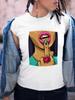 Camiseta de manga corta para mujer 2023, ropa informal con estampado de estudiante, camisa de manga corta para mujer, cuello redondo