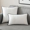 Dropshipping de Temu Totalmente Gestionado para Amazon Transfronterizo: Funda de almohada de estilo nórdico simple con ribete de terciopelo y borde blanco y negro