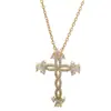 Collar con Colgante de Cruz Europeo y Americano de Moda para Mujer, Diseño de Nicho, Cadena para Clavícula de Pedrería de Lujo Ligero, Accesorio de Cuello Moderno y Sencillo