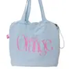 Bolsa Tote com Cordão Estilo Coreano Cor Sólida Estampa de Letras Transfronteiriça Bolsa Pequena de Lona Fresca Feminina Grande Capacidade para o Dia a Dia Bolsa de Ombro Único