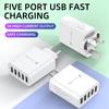 Aplicable a teléfono móvil Android Apple 5V3A cabezal de carga multipuerto estándar europeo estándar americano estándar británico cargador de cinco puertos USB