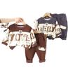 Conjunto infantil masculino e feminino de primavera e outono, combinação de cores tie-dye listrado, suéter de gola redonda e leggings de duas peças, atacado de fábrica