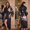 Pijama de Satén Estampado Yao Ting para Mujer, Verano Tallas Grandes, Lujo Ligero, Mangas Tres Cuartos, Camisón Largo Fresco, Ropa de Casa Femenina Transfronteriza