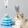 Juguete Interactivo de Pista para Gatos con Pluma - Juguete de Bola Giratoria de 4 Niveles para Gatos y Gatitos de Interior