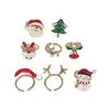 Navidad Navideña Europea y Americana Transfronteriza Árbol de Navidad Venta Caliente Aleación Gota de Aceite Ajuste de Apertura Varios Anillos de Moda Opcionales