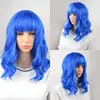 Ventas Directas de Fábrica de Pelucas Multicolores Europeas y Americanas, Cabello de Longitud Media, Cabello Largo Rizado Diagonal, Estilo Moderno, Estilo Ligeramente Rizado para Fiesta de Disfraces