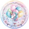MM316 Unicornio Arcoíris Globo Ambiente Fiesta Navideña Vajilla 8 Platos de Papel de 4 Piezas Servilleta de Papel Vaso de Papel