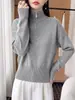 Suéter de punto para mujer con cremallera francesa, cuello medio alto, otoño invierno, engrosado, cálido, holgado, versátil, adelgazante, capa base