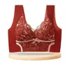 Sujetador de Encaje Anticaída Más Vendido Transfronterizo para Mujer, Transpirable, Recogida Lateral del Pecho, Copa Fija, Talla Grande, Sujetador Cómodo con Hermoso Diseño en la Espalda