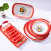 Melamina Vermelha Dupla Felicidade Redonda Simples Estilo Ins Prato Panela Quente Imitação de Porcelana Prato Louça Retro Chinesa Prato de Jantar Nostálgico