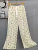 Pantalones de pijama de algodón para mujer, verano, finos, estampados, casuales, de pierna ancha, pueden usar mujeres embarazadas, comercio exterior, pantalones de talla grande