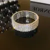 Pulsera Elegante de Circonita Super Flash Transfronteriza Pulsera de Perlas de Doble Capa de Alta Calidad para Mujer Pulsera de Perlas Envueltas de Múltiples Capas con Pedrería