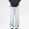 Jeans Masculino de Verão 2026 Novo Estilo Hong Kong Pierna Reta Solto, Calça Básica Versátil Elástica Multicor Lavada de Comprimento Total