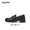 Mocasines Augu Lion Camelia para Escalada de Montaña para Mujer 2026 Nuevo Verano para Viajar con tacón grueso Zapatos de una sola pieza Negro Estilo Británico Zapatos de Cuero