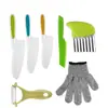 Juego de Cuchillos de Cocina de Plástico para Niños, Moldes para Galletas, Delantal Estampado de Papa, Guantes, Cuchillo Ondulado para Papa, Tabla de Cortar, Traje