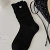 Calcetines de Media Pantorrilla para Mujer Primavera y Otoño Encaje de Burbujas Calcetines Caídos Estilo Miu Calcetines Largos Sencillos Algodón Puro Calcetines para Mujer Venta al por Mayor
