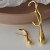 E1208 Pendientes Largos Asimétricos Estilo Europeo y Americano Exagerado Simple de Plata de Ley S925 para Mujer Estilo Frío Ins