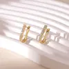 Pendiente de Aro en U de Circonita Transfronterizo Europeo y Americano Diseño de Nicho Sentido Avanzado Personalidad Forma de O Cuadrado Moda Joyería para el Oído