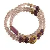 Pulsera de Amatista Natural para Mujer, Caja Mágica de Bambú Morado, Pulsera de Doble Capa, Piedra Preciosa de Cristal Morado, Pulsera de Gama Alta al por Mayor
