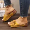 Comercio Electrónico Transfronterizo Zapatos de Talla Grande para Mujer 2026 Nuevas Llegadas Primavera/Verano Sandalias de Cuña Florales con Punta Abierta para Exteriores Estilo Europeo/Americano Venta al por Mayor