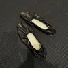 Los mismos zapatos tipo rollo de huevo de Kendall Jenner, súper suaves, bailarinas de piel de cordero, zapatos planos para mujer, boca poco profunda, zapatos retro de abuela, zapatos de un solo color con lazo