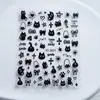 Pegatinas para Uñas Graffiti Blanco y Negro Gatito y Cachorro Lindos de Dibujos Animados Calcomanías de Decoración para Uñas Pegatinas de Cachorro Arte para Uñas