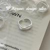 Anillo de dedo índice personalizado de estilo coreano frío, de plata de ley S925, con doble capa cuadrada cepillada, de alta gama para mujer.
