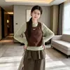 Looks de Outono para Meninas 2026 Novo Estilo Coreano Conjunto de Top Regata e Calça Saia Super Fofa para Crianças