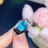 Anillo de Turmalina Paraíba Piedra Principal 7*9mm Calidad de Cuerpo Totalmente Limpio Color Fuego Súper Impresionante Plata 925 Incrustación de Precisión
