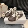 Zapatillas Deportivas Casuales de Cuero con Cordones para Mujer, Estilo Nuevo Retro Estudiante Bloque de Color Versátil 2026 Zapatos de Entrenamiento Alemanes