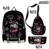 3D Novo Produto Estampado Periférico Sanrio kuromi kuromi Mochila Escolar Mochila Estojo de Lápis Bolsa de Ombro Conjunto de Três Peças