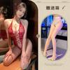 Body de encaje con cuello halter de nuevo estilo, sin necesidad de quitarlo, transparente en la cintura, ajustado, lencería sexy para mujer, tentador y revelador