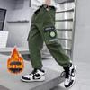 Overol para niño otoño e invierno 2023 para niños medianos y grandes, pantalones forrados de vellón, pantalones casuales modernos y guapos para jóvenes