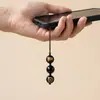 Llavero con cordón anti-pérdida para teléfono, cuenta redonda de piedra de ágata de cristal natural, colgante de los Cinco Elementos, Dios de la Riqueza de Cinco Vías, Fortuna