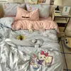 Conjunto de Roupa de Cama Classe A Quatro Peças Algodão Puro Lençóis de Cama Capa de Edredom Capa de Edredom Lençóis de Cama Conjunto de Três Peças para Dormitório de Estudante 4 Estações