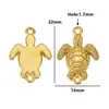Aço inoxidável fundido com furo duplo pequeno pingente de tartaruga brincos pulseira conector acessórios para joias DIY atacado pequeno pingente