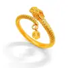 Anel de Cauda de Dragão com Design de Nicho Estilo Chinês Que Vira o Mundo, Anel Dourado Super Brilhante para Dedo Indicador Oscilante, Retrô Artístico