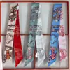 Bolsa de Lazo de Seda Twill Decorativa Versátil con Estampado Floral de Caballo para Mujer, Bufanda Pequeña de Seda, Diadema