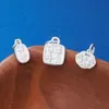 Pingente maciço de prata pura s925 com design de flor de pessegueiro para atrair riqueza e prosperidade, acessórios para beadwork e cordões DIY
