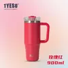 Taza Térmica Tyeso de Gran Capacidad para Café Helado Taza Refrigerante Portátil para Coche con Popote Taza para Coche de Acero Inoxidable